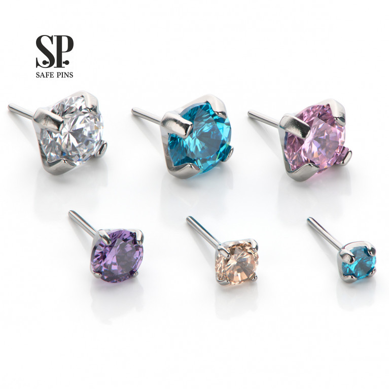 Prong top (Threadless) with CZ crystals