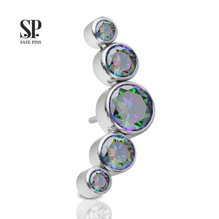 Threadless Cluster with Vitral Medium CZ