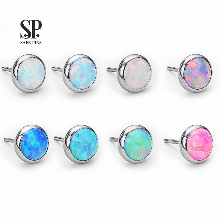 Flat Gem (Threadless) with opal