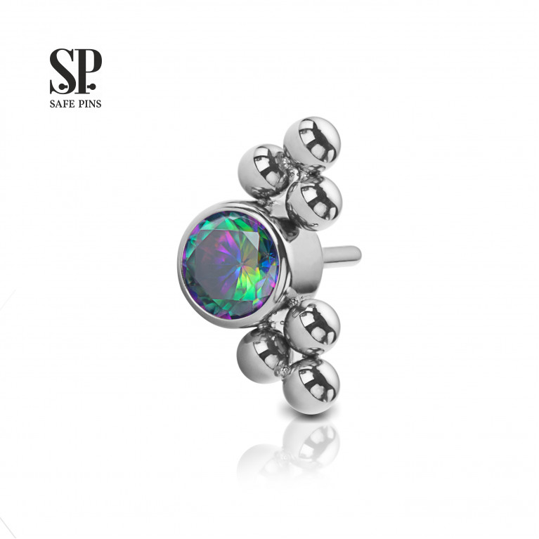 Threadless Crystal Disc 3 mm with bubbles