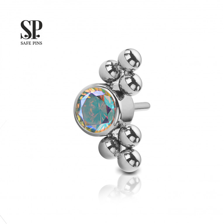 Threadless Crystal Disc 3 mm with bubbles