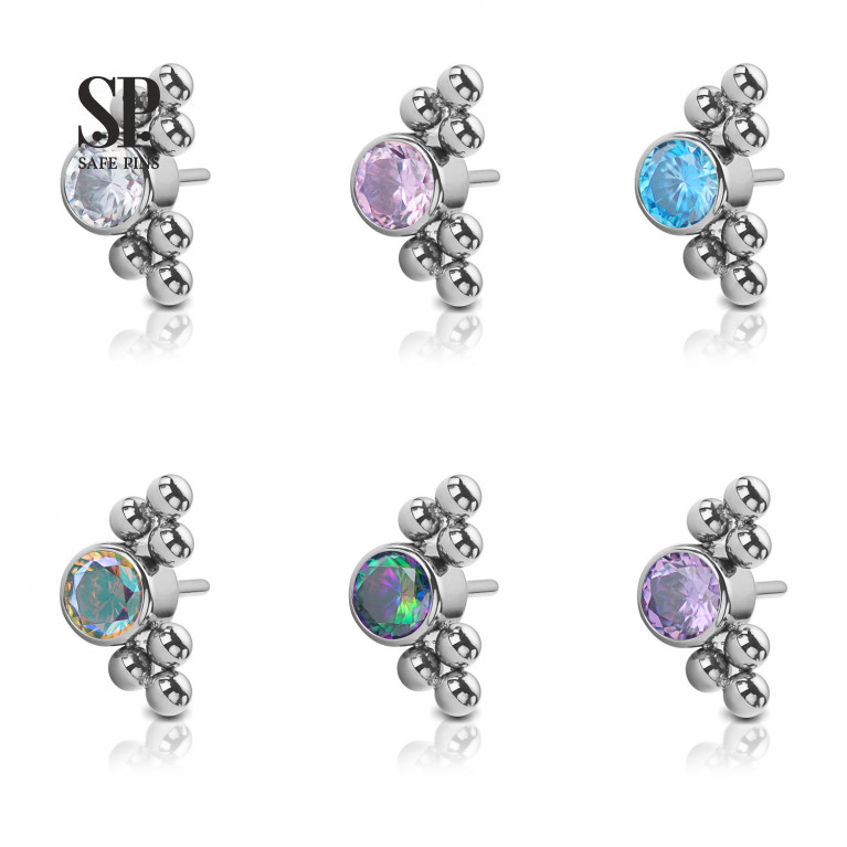 Threadless Crystal Disc 3 mm with bubbles