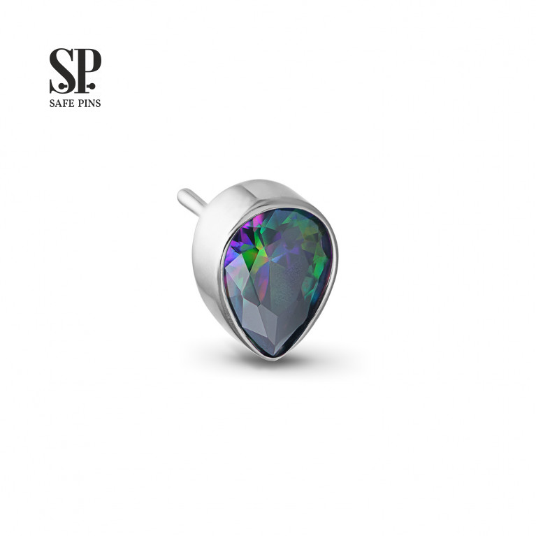 Drop top (Threadless) with CZ crystal