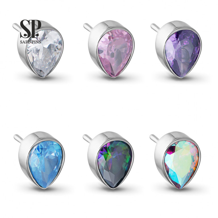 Drop top (Threadless) with CZ crystal