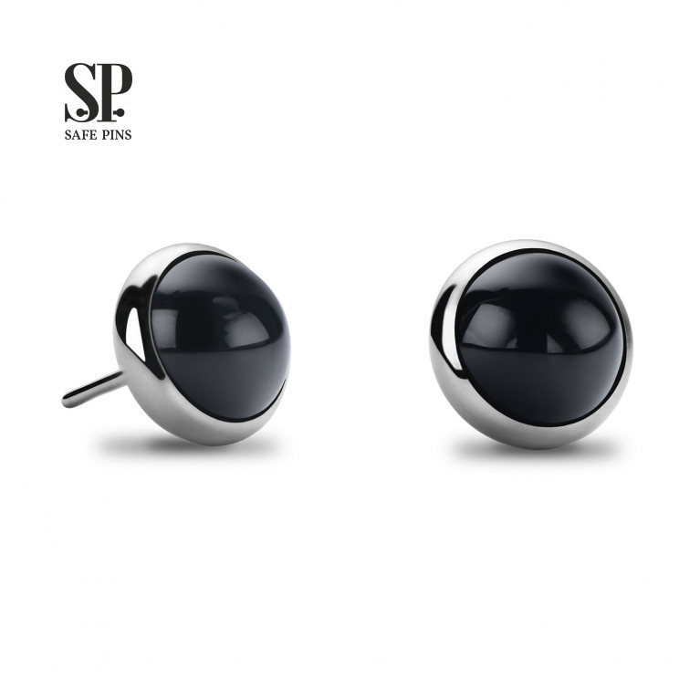 Flat Gem (Threadless) with Onyx Stone