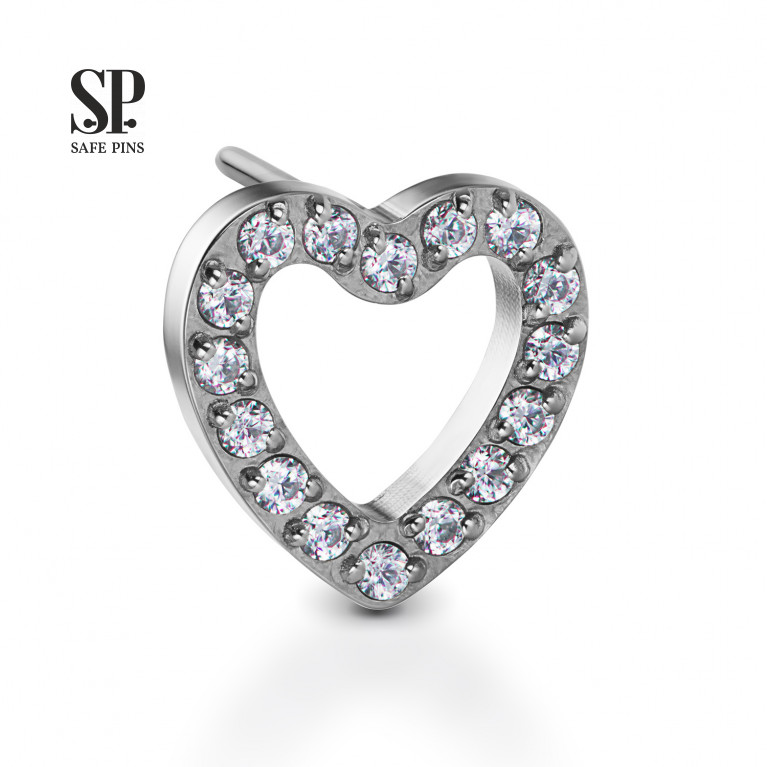 Heart top (Threadless) with Clear CZ