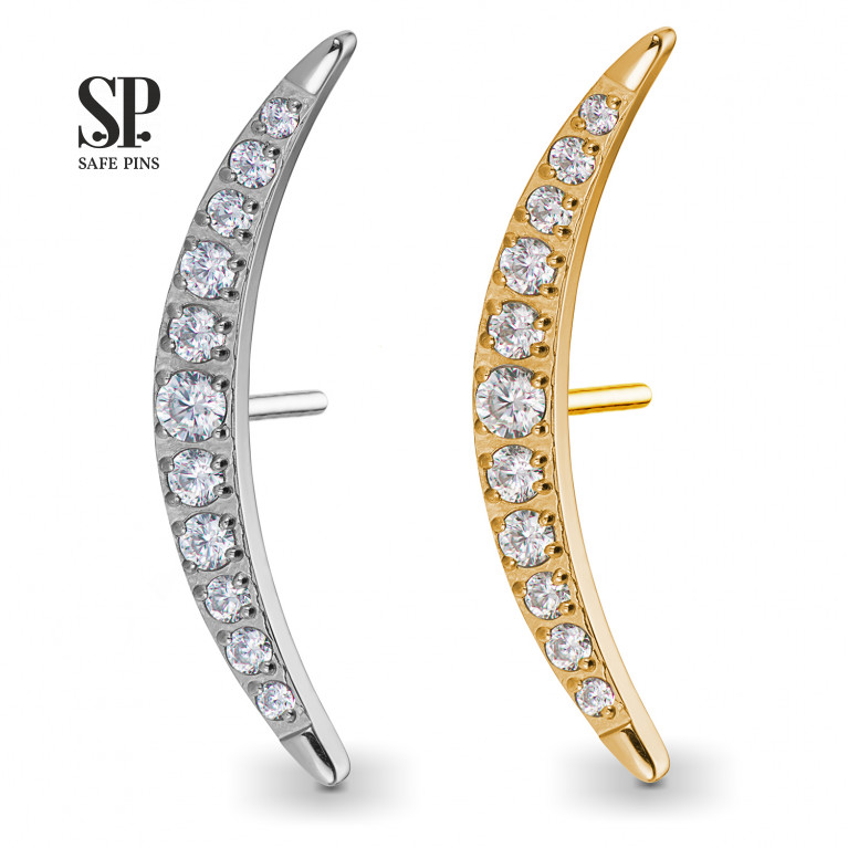 Threadless Crescent Cluster with Clear CZ