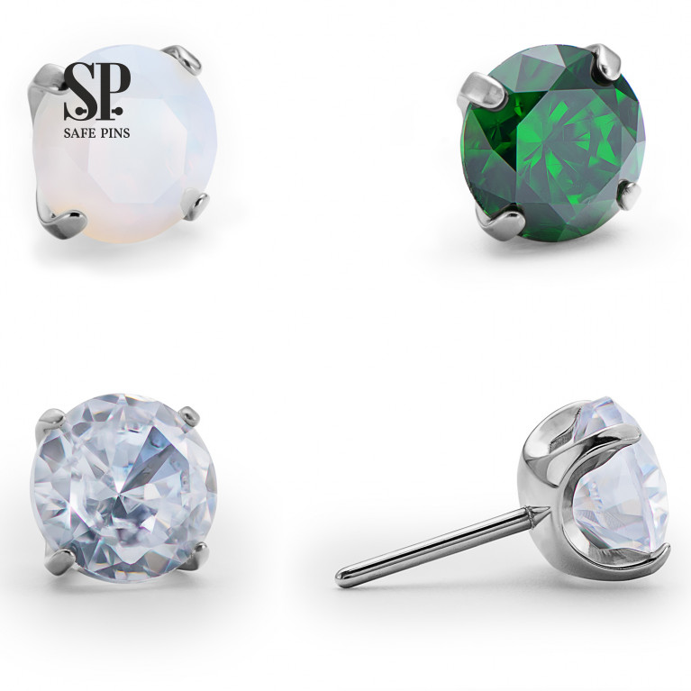 Semisphere top (Threadless) with CZ AAAAA+ crystal