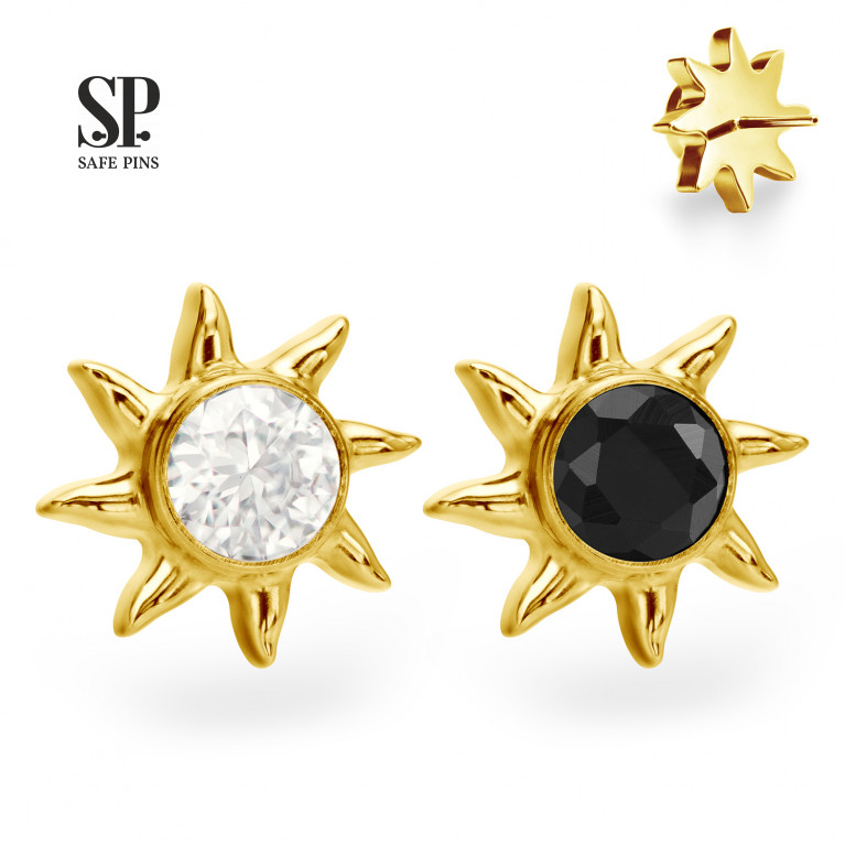 Solar top (Threadless) with CZ (Gold PVD)