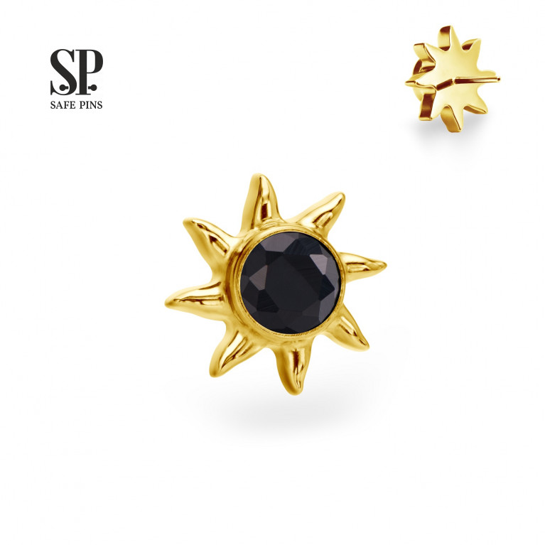 Solar top (Threadless) with CZ (Gold PVD)