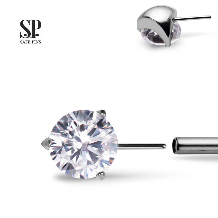 Candy Prong (Threadless) top with Clear CZ