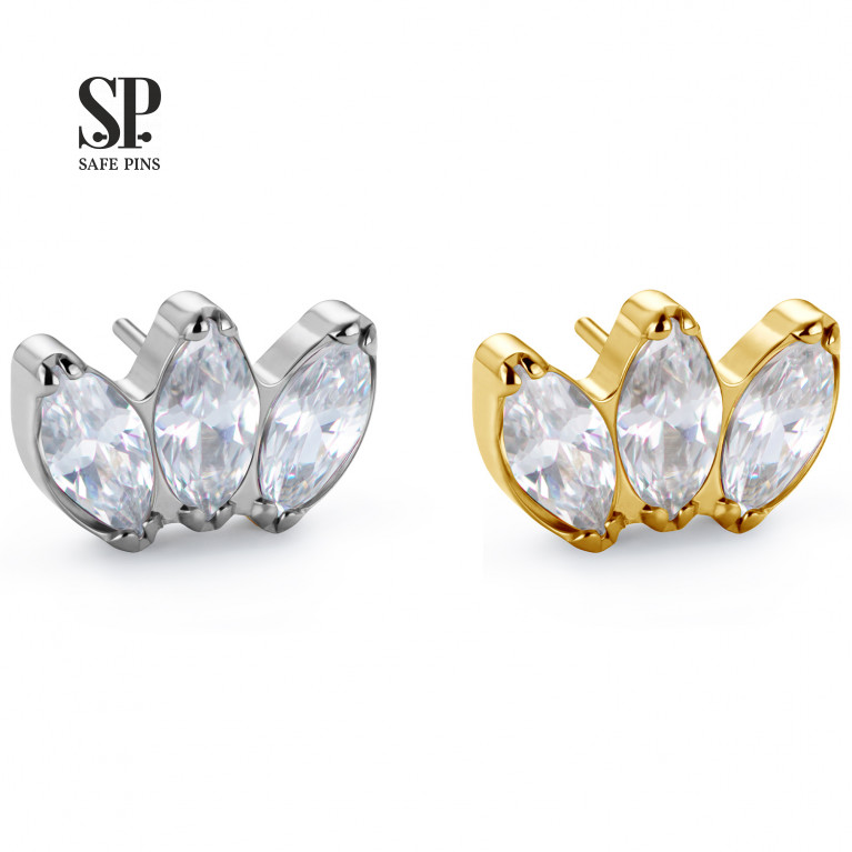 Threadless Triple Marquise Cluster (ver. 3) with Clear CZ