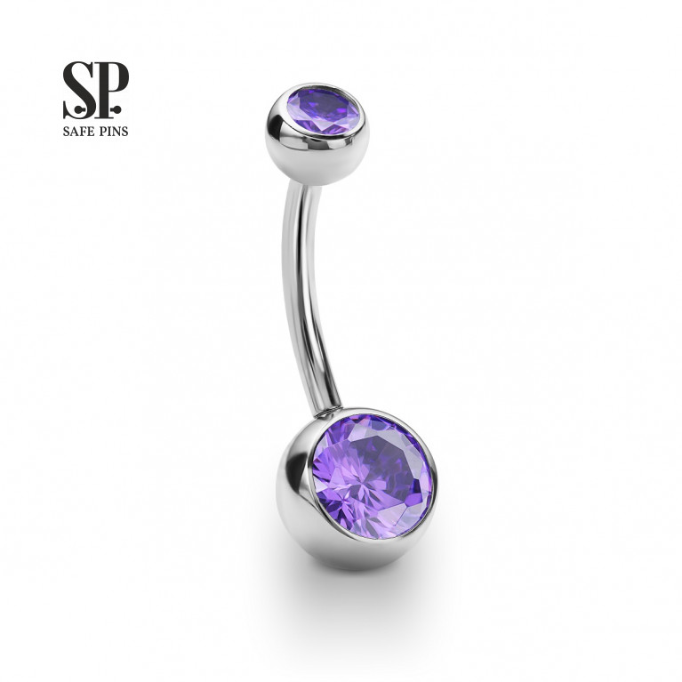 Internal double banana with CZ ball 5/8 mm (HP)