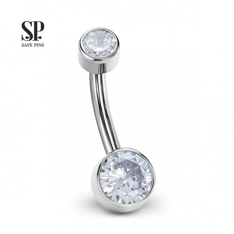 Internal double banana with Crystal CZ disc 4/6 mm