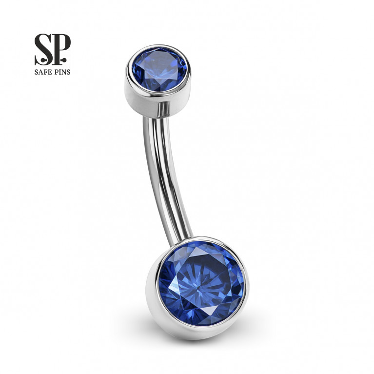 Internal double banana with Crystal CZ disc 4/6 mm