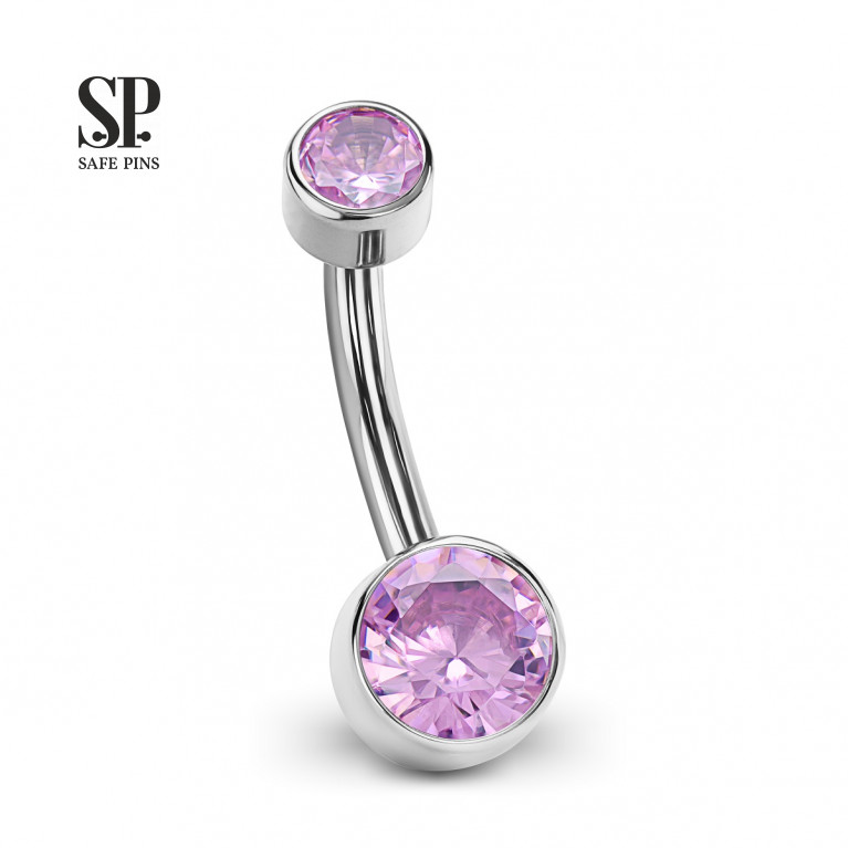 Internal double banana with Crystal CZ disc 4/6 mm