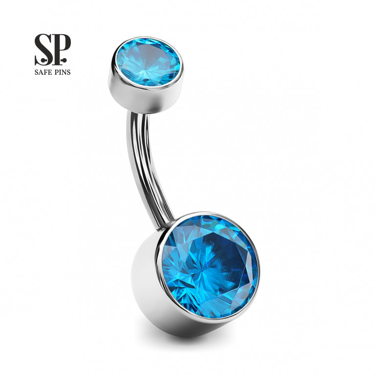 Internal Double Banana with Crystal CZ disc 5/8 mm (HP)