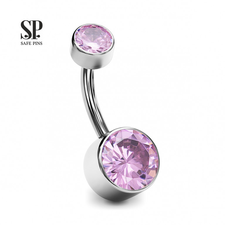 Internal Double Banana with Crystal CZ disc 5/8 mm (HP)