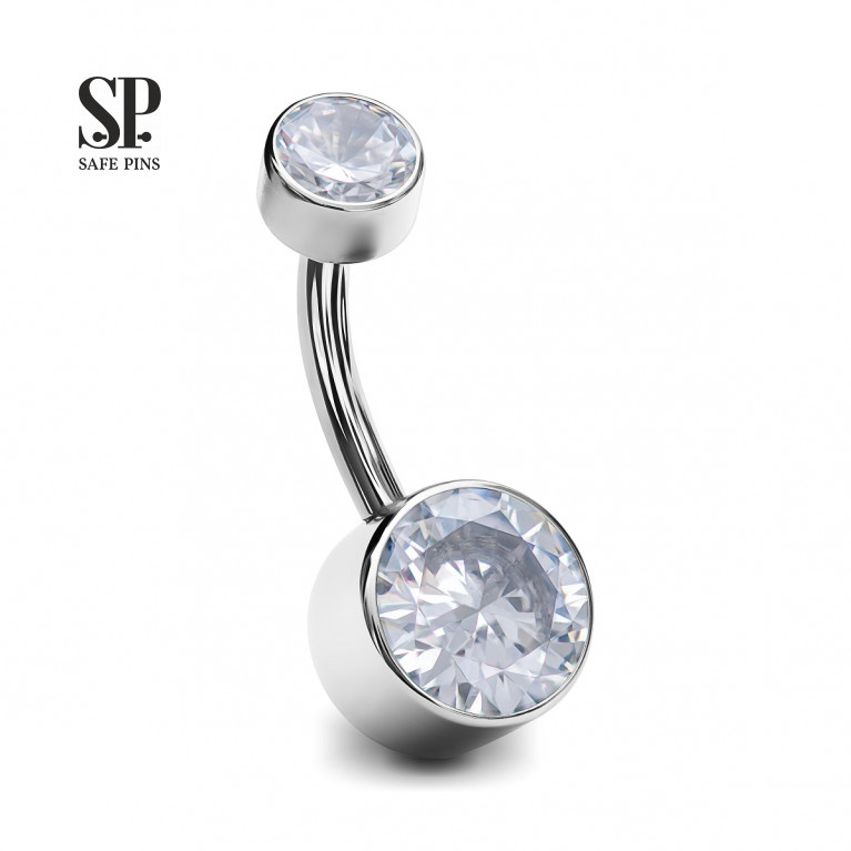 Internal Double Banana with Crystal CZ disc 5/8 mm (HP)