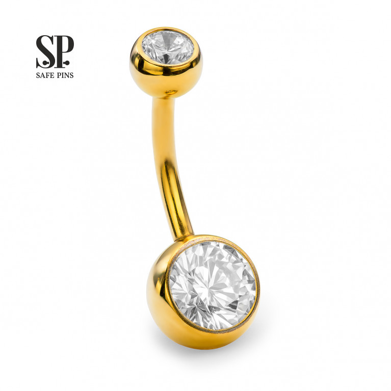 Internal double banana with CZ ball 5/8 mm (Gold PVD)