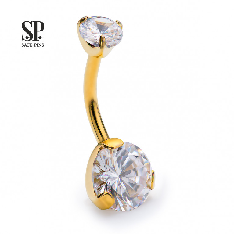 Internal double banana in prong Gold PVD