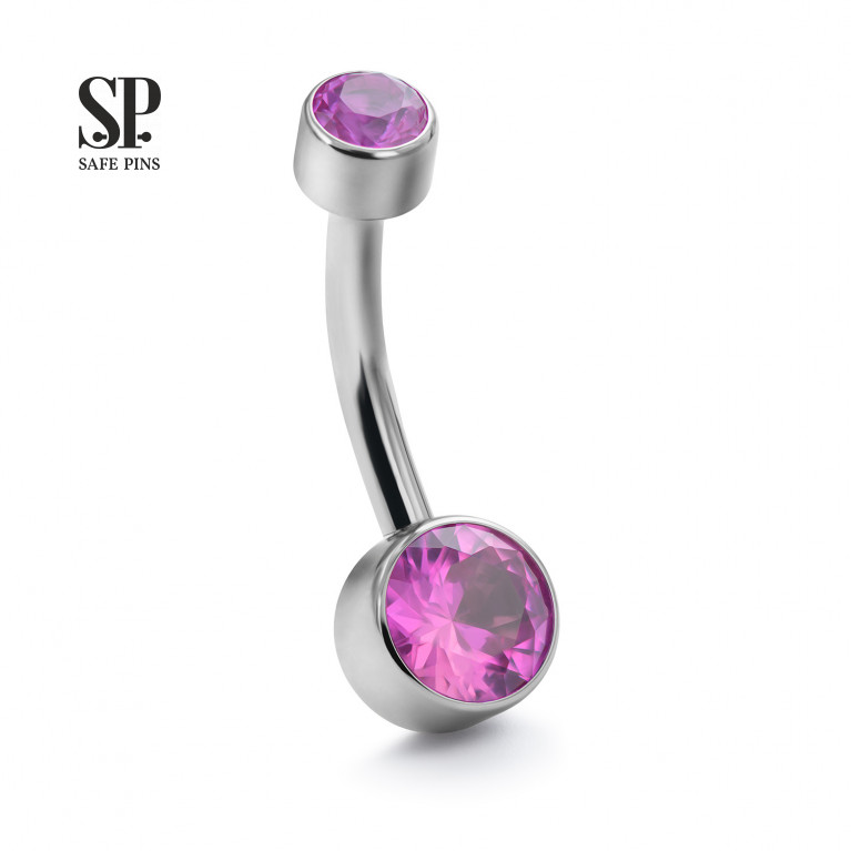 Internal double banana with Crystal CZ disc 4/6 mm