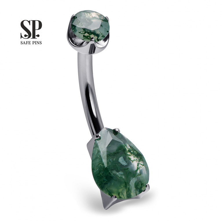 Internal double banana Drop v2 with Moss Agate