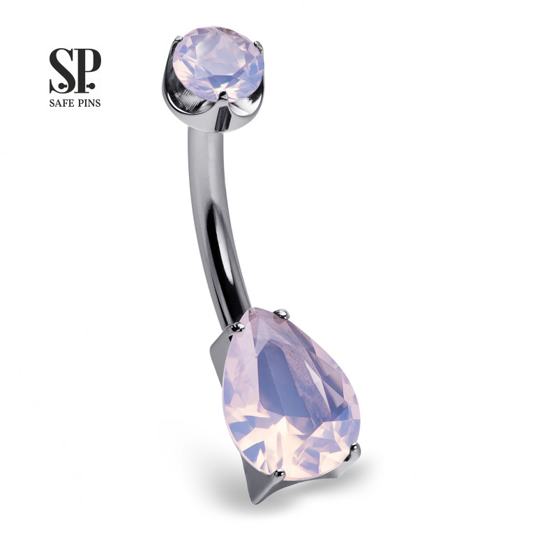 Internal double banana Drop v2 with Rose Quartz