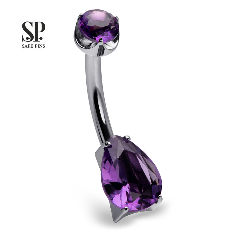 Internal double banana Drop v2 with Amethyst