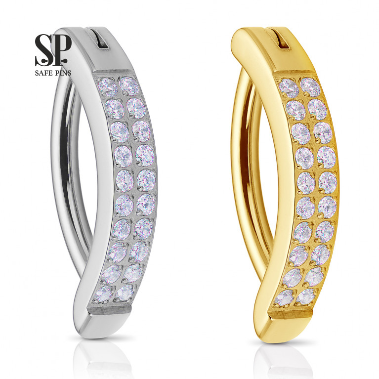 Hinged Segment Сlicker Ellipse with Clear CZ