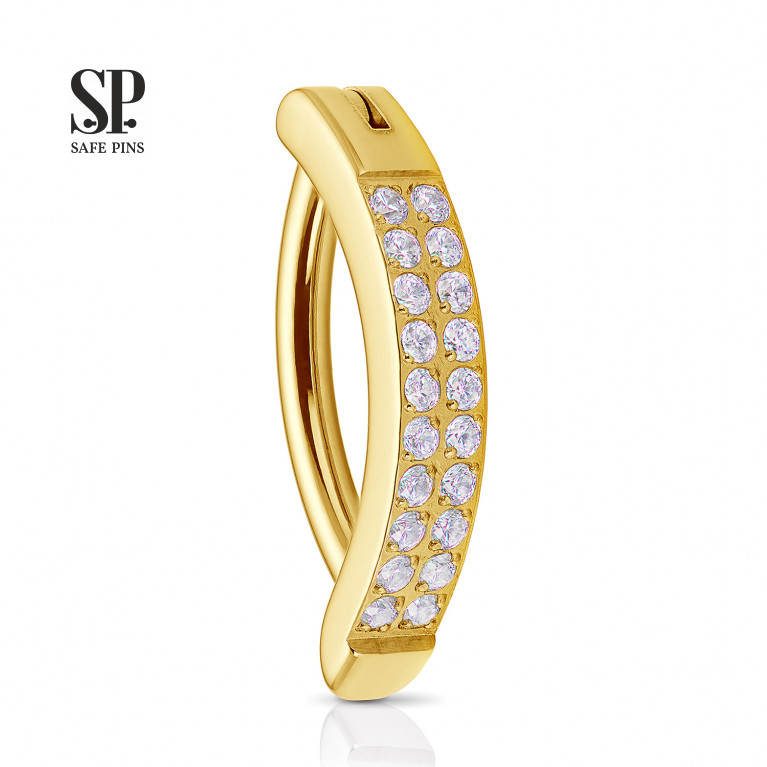 Hinged Segment Сlicker Ellipse with Clear CZ