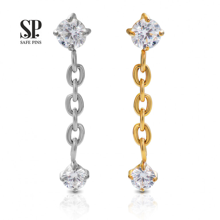 Dangle top with Clear CZ (Prong Chain)