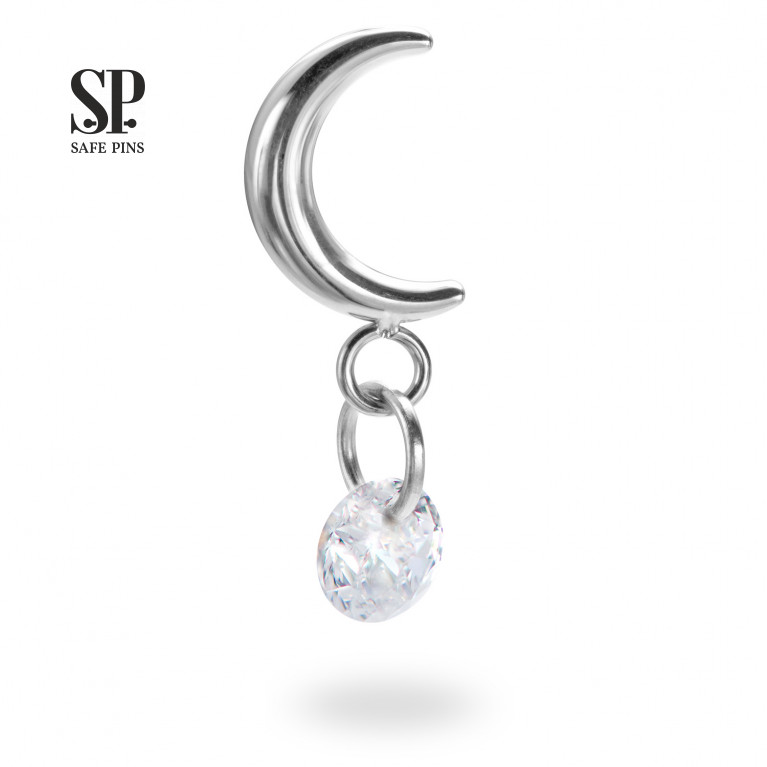 Crescent Dangle top with Clear CZ
