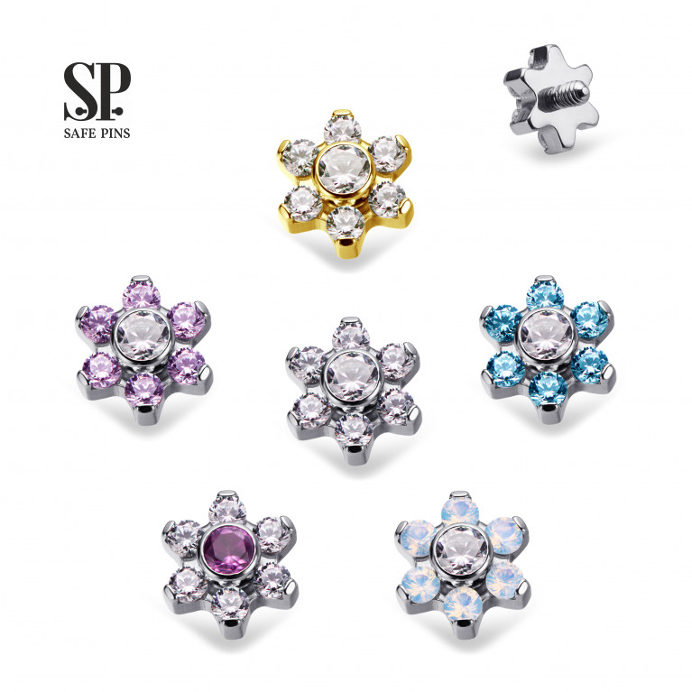Flower top with CZ crystals