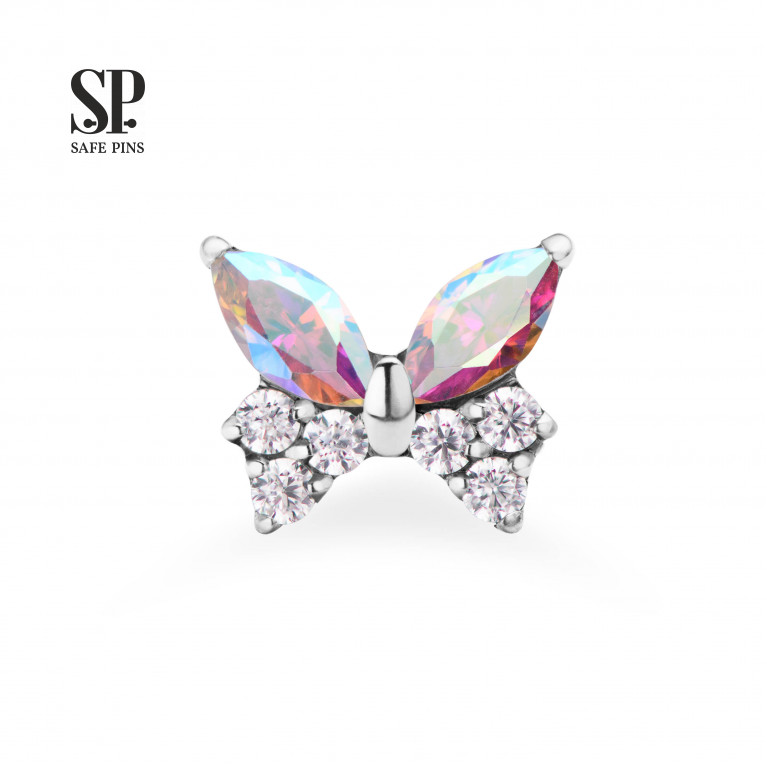 Butterfly top with CZ crystals