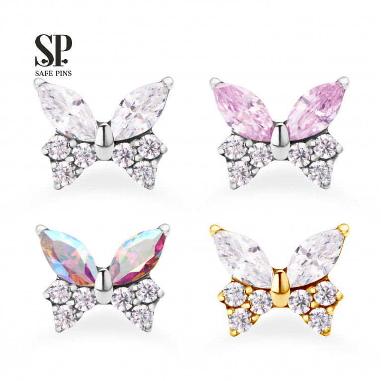 Butterfly top with CZ crystals