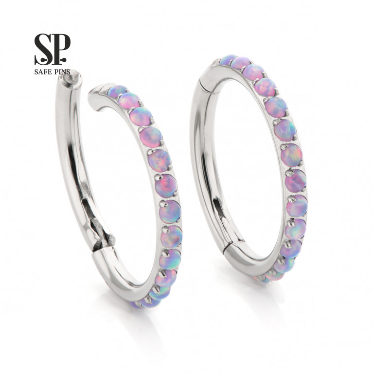 Hinged Segment Сlicker with purple opals (OP38)