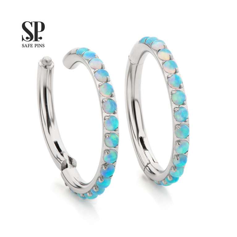 Hinged Segment Сlicker with blue opals (OP73)