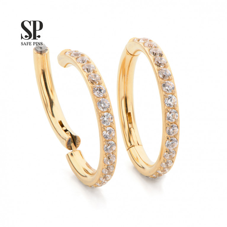 Hinged Segment Сlicker with CZ (Gold PVD)