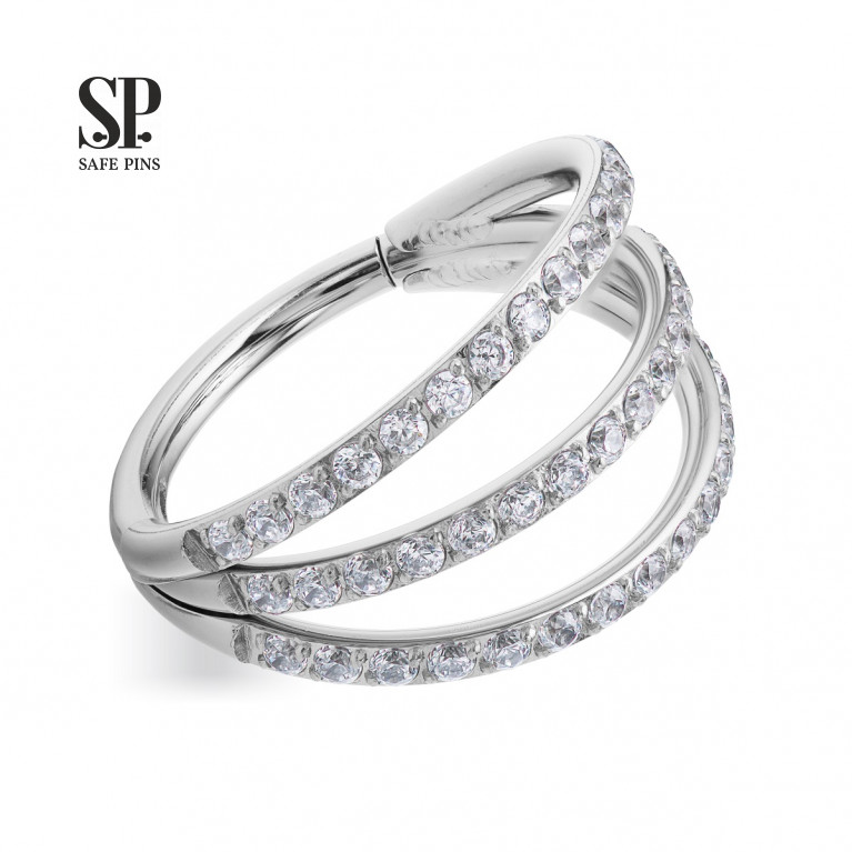 Hinged Segment Сlicker Triple with Clear CZ