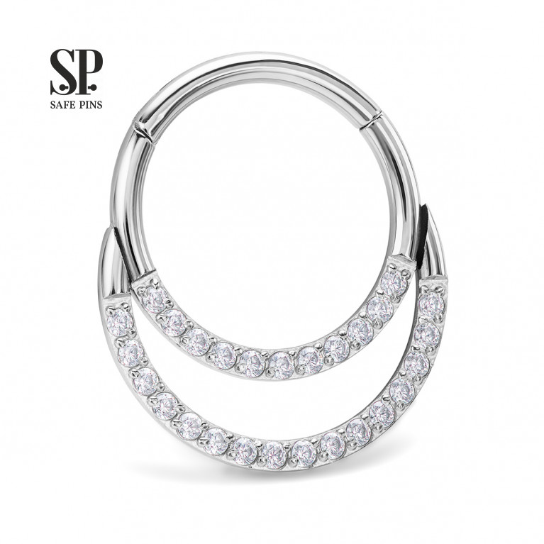 Hinged Segment Сlicker Twin with Clear CZ