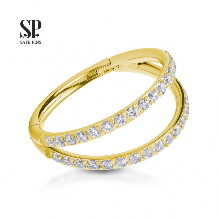 Hinged Segment Сlicker Double with Clear CZ (Gold PVD)