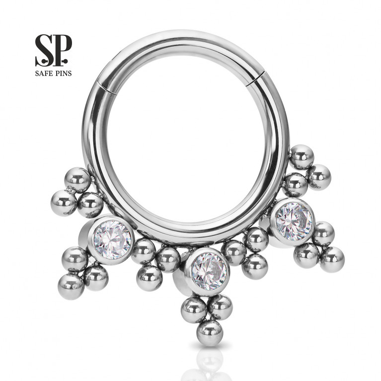 Hinged Segment Сlicker Bloom with Clear CZ