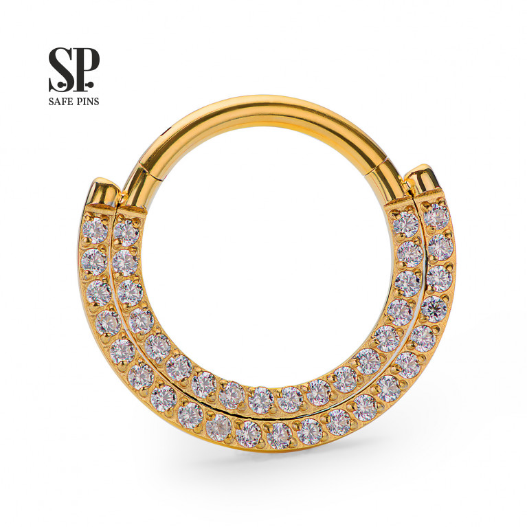 Hinged Segment Сlicker Dual with Clear CZ (Gold PVD)