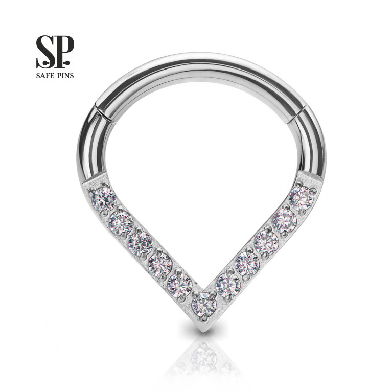 Hinged Segment Сlicker Drop with Clear CZ