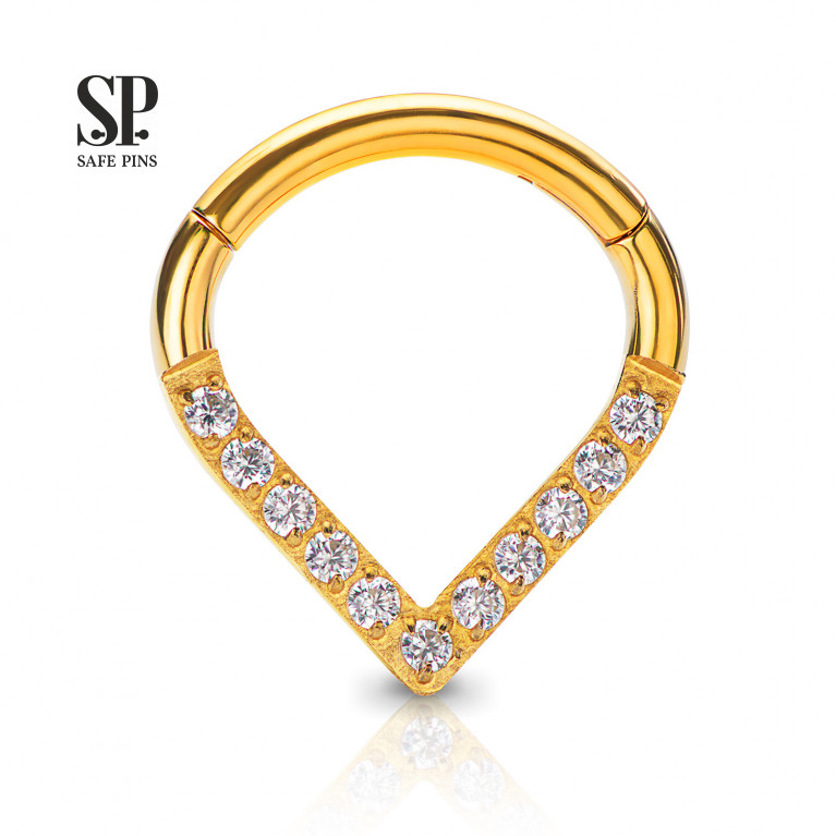 Hinged Segment Сlicker Drop with Clear CZ (Gold PVD)