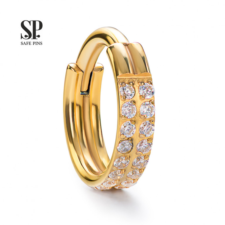 Hinged Segment Сlicker 2 layers with Clear CZ (Gold PVD)