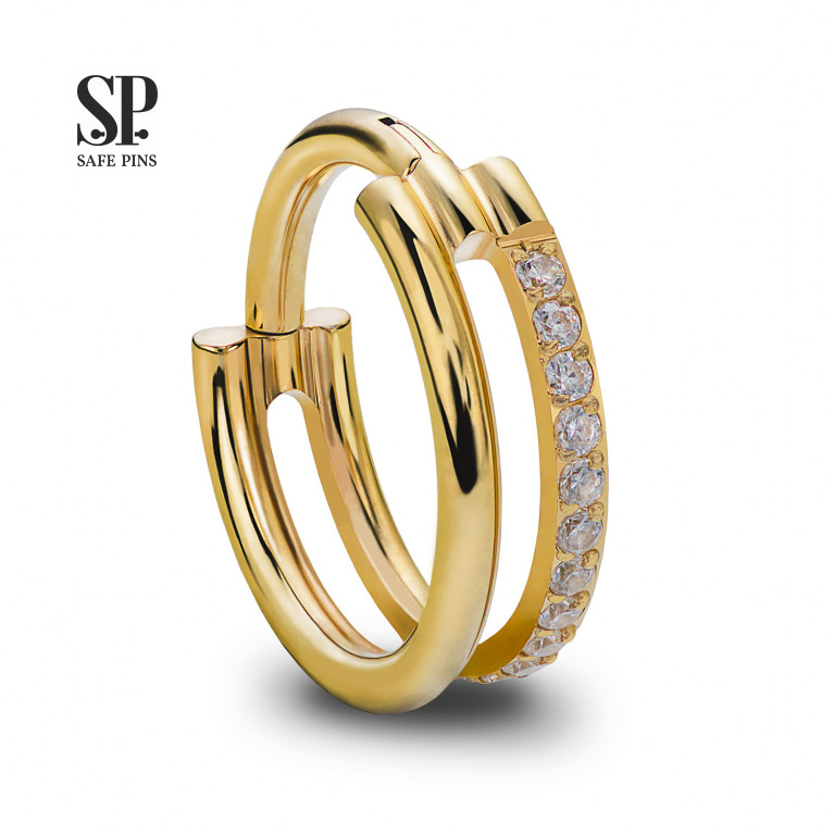 Hinged Segment Сlicker Two Rows with Clear CZ (Gold PVD)