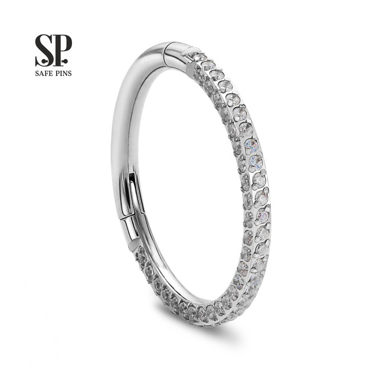 Hinged Segment Сlicker Two Sides with Clear CZ