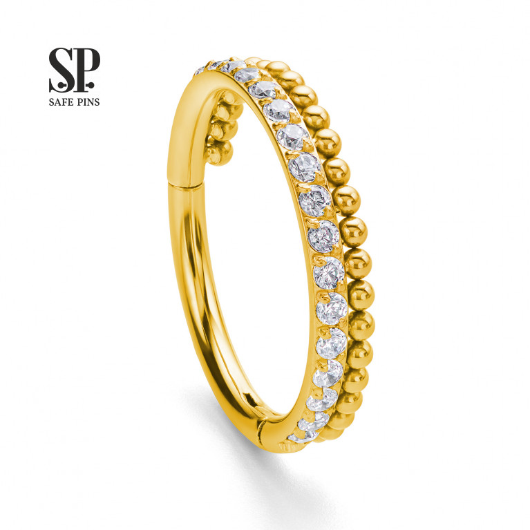 Hinged Segment Сlicker Edge with Clear CZ and bubbles (Gold PVD)